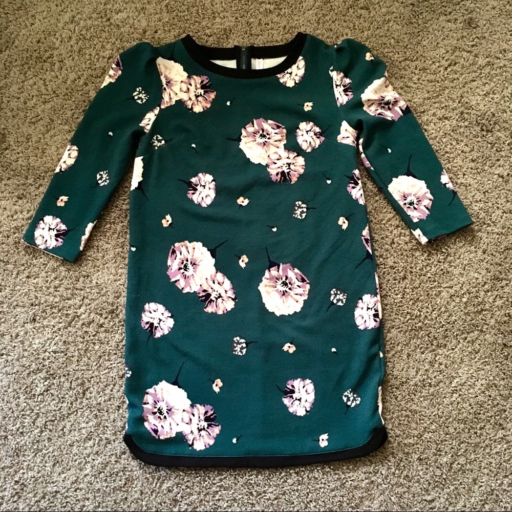 Beautiful Emerald Green Floral Dress M Medium